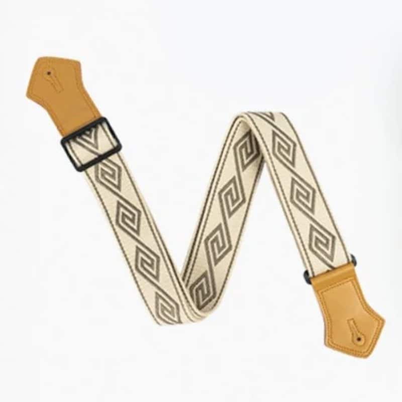 Wunderschöner Vintage Gitarrengurt im Labyrinth-Design in Kaffee-Creme-Farbe