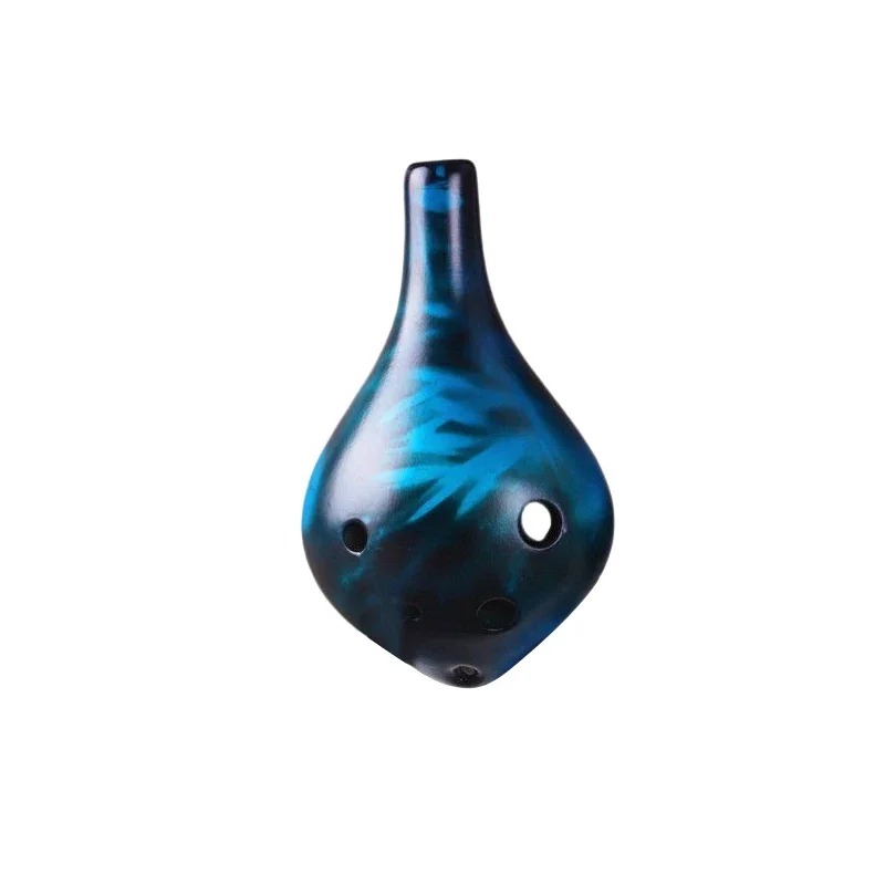 Ocarina aus Keramik - Strohfeuer-Stil mit 6 Löchern, Ton C, Farbe Marineblau