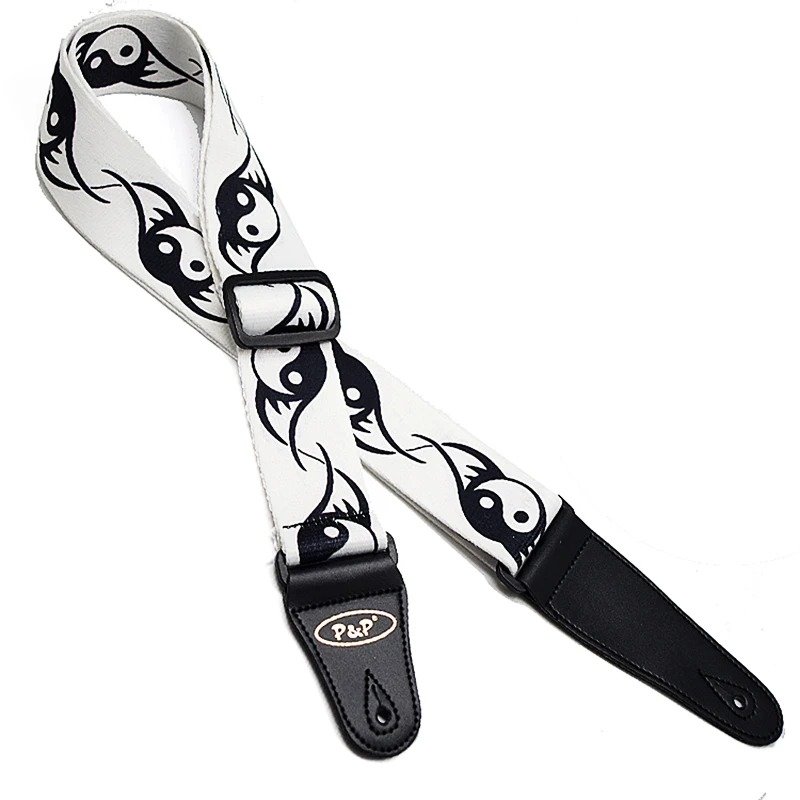 Gitarrengurt mit Yin-Yang-Tribal-Thema in Schwarz-Weiß-Ausgleich