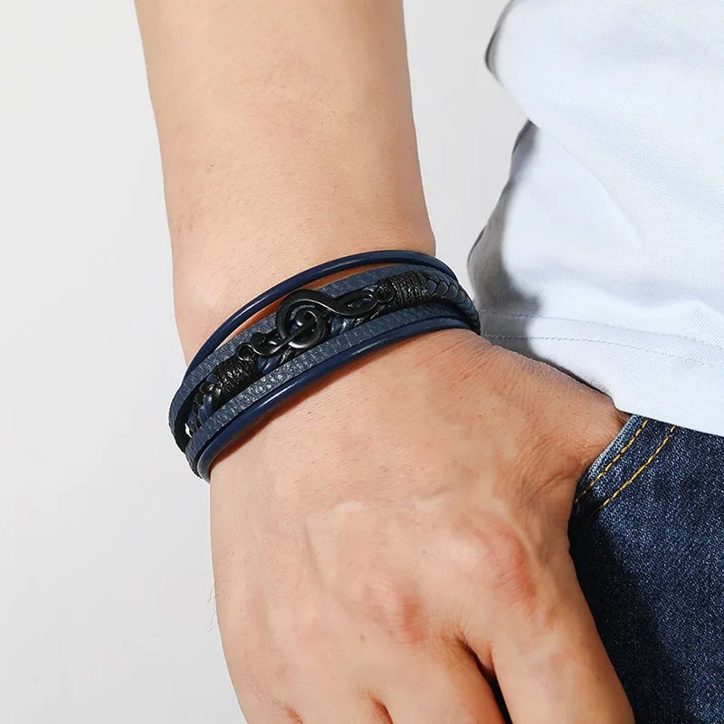 Vue Portée Armband Schlüsselnote Rock Schwarz Harmonie 3 Farben zur Auswahl!