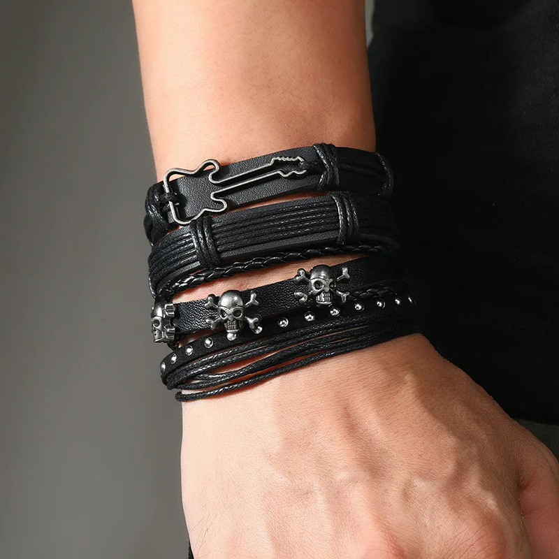 Sichtweite Armband Gitarre Rock Schädel Metallisch