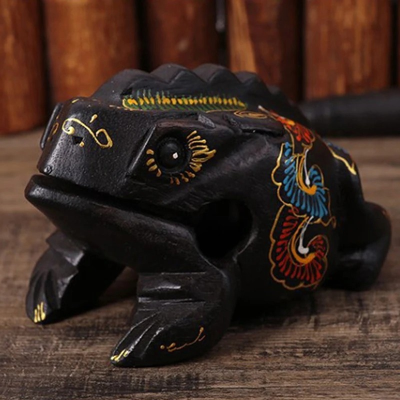 Seitenansicht Handwerk Mystik - Thailändische Kauernde Holzfrosch