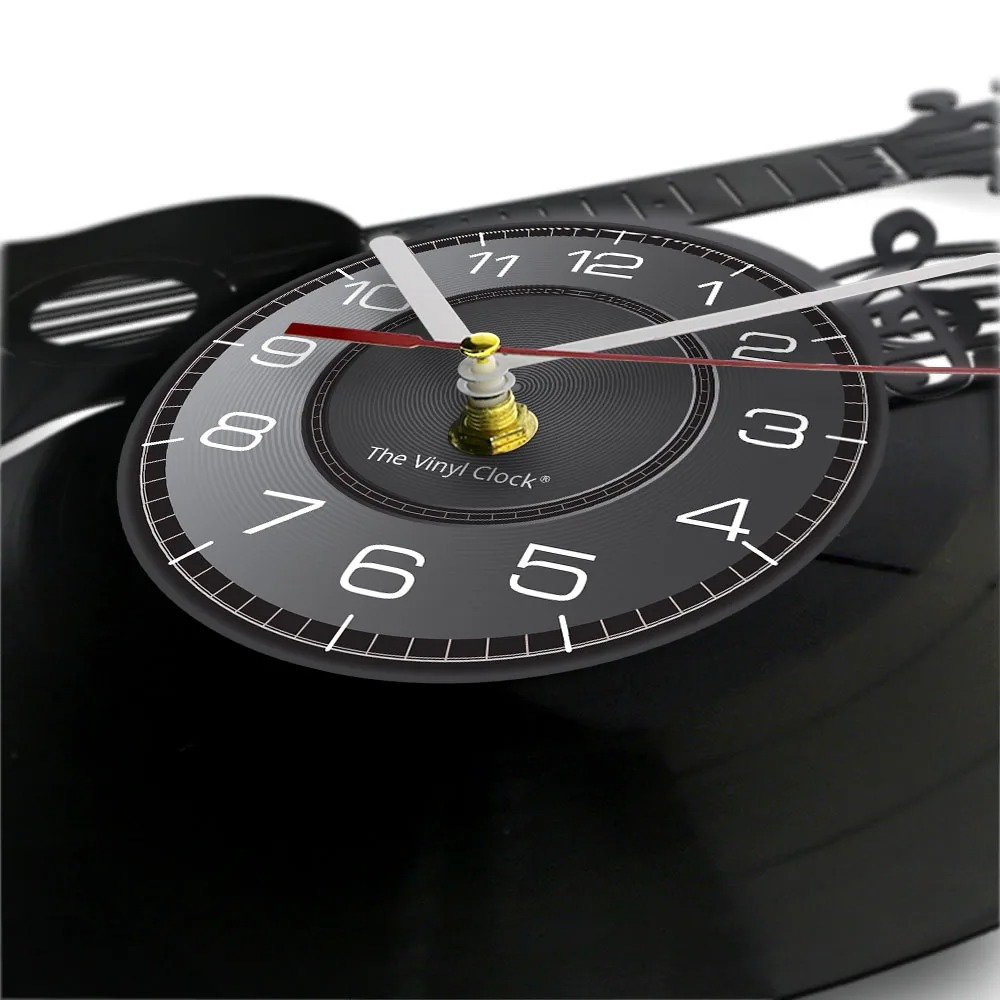 Magnifique Horloge Guitare Acoustique Mélodie du Vinyle