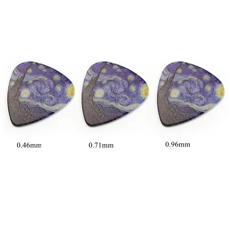 Dimensions Plectres Guitare Ciel Étoilé - Lot de 3 médiators en celluloïd (0.46 0.71 0.96 mm)