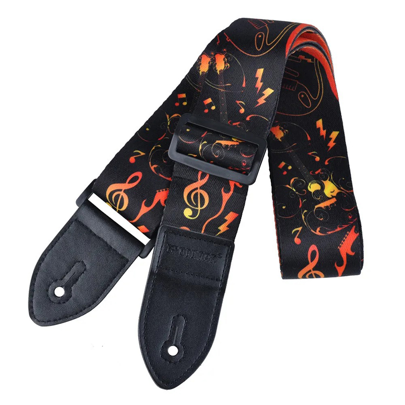 Sangle de Guitare Rock - Notes de Feu Électriques