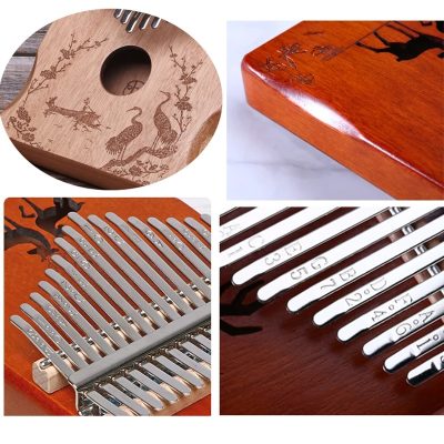 Details Kalimba 17 Lames en Bois Sculpté Collection “Mélodies de la Forêt”