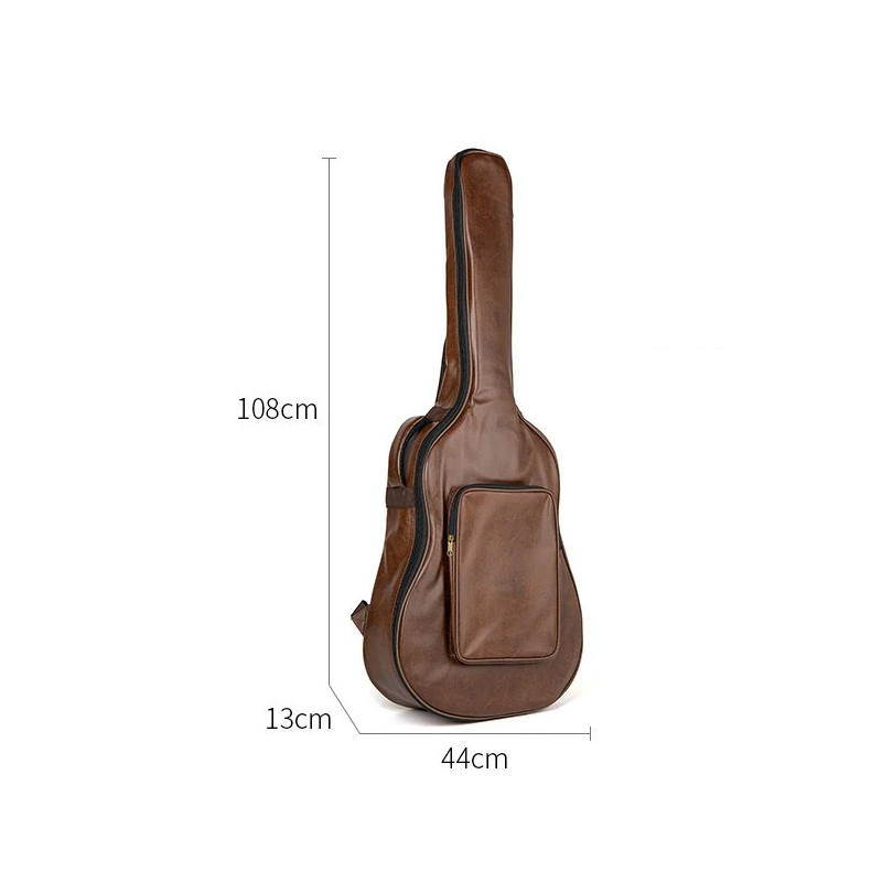 Dimensions Housse Guitare Acoustique Similicuir PU, Gig Bag Rembourré 40-41 Pouces, Étanche Style Cuir Vintage Sac à Dos