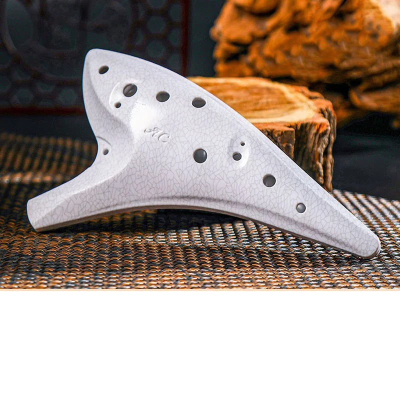 Ocarina 12 Trous Alto C, Kit Débutant en Résine Anti-chute, avec Housse, Cordon et Méthode d'apprentissage Couleur Blanc