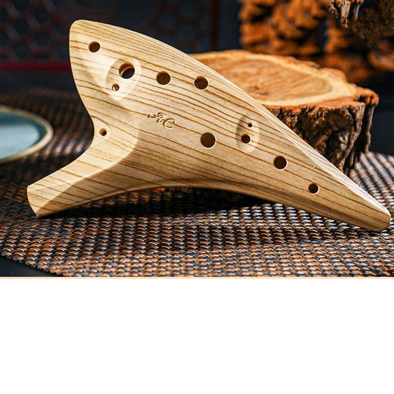 Ocarina 12 Trous Alto C, Kit Débutant en Résine Anti-chute, avec Housse, Cordon et Méthode d'apprentissage Couleur wood