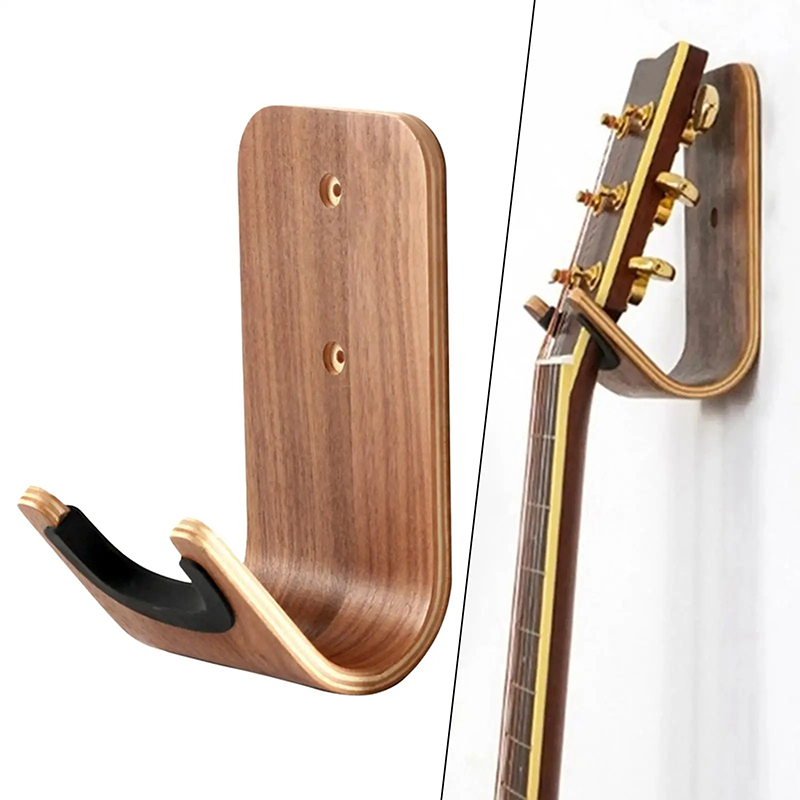 Support Mural Guitare Design Bois Courbé Élégance Naturelle
