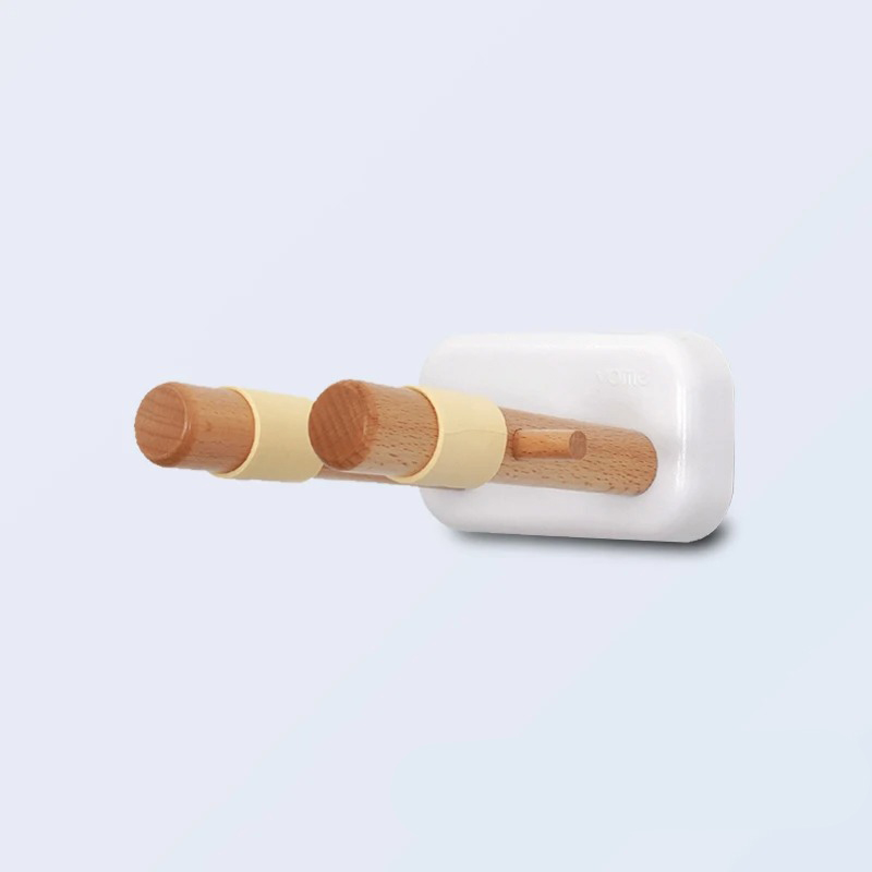Support Mural Guitare Design Bois Naturel & Base Colorée Couleur Blanc