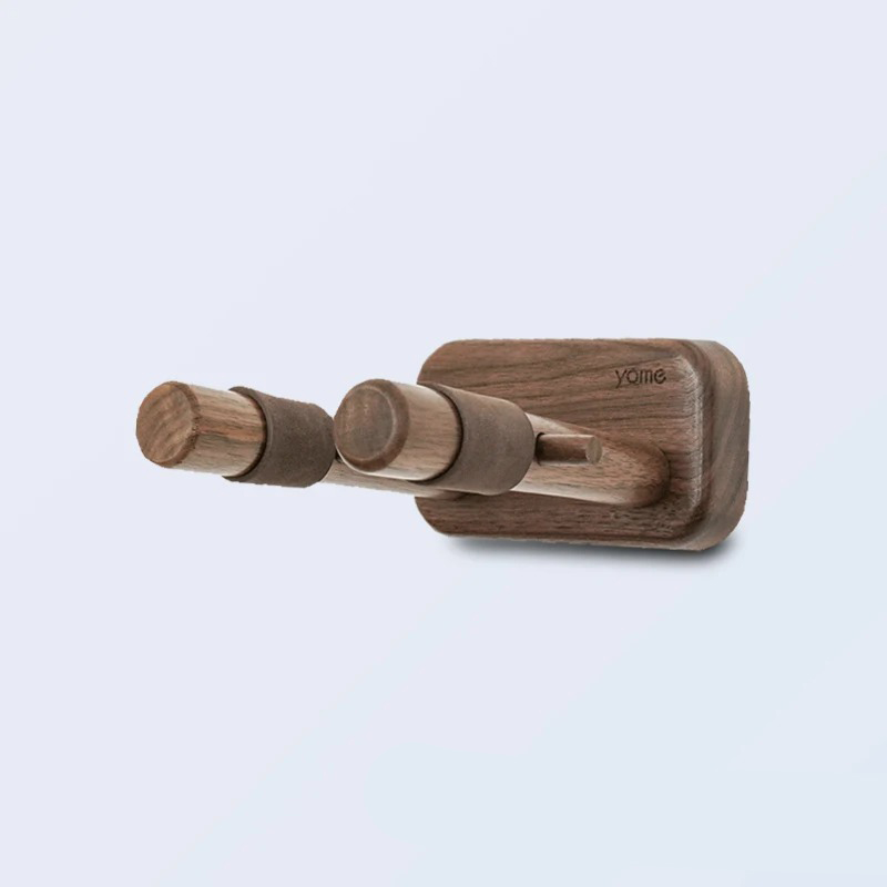 Support Mural Guitare Design Bois Naturel & Base Colorée Couleur Marron