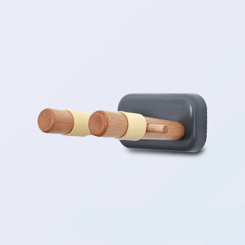 Support Mural Guitare Design Bois Naturel & Base Colorée Couleur Noir
