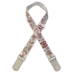 Sangle Guitare Accoustique Papillons & Fleurs Papillons Rubis Ivoire