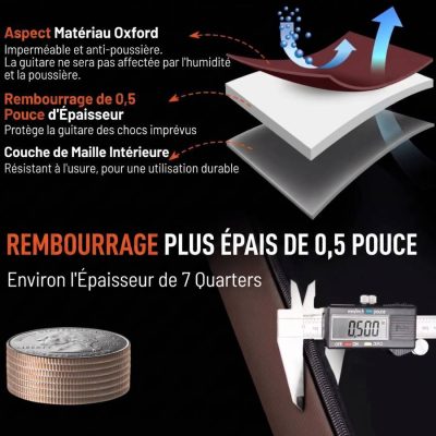 Détails Fabricaction de la Housse Guitare Acoustique Folk 40 41 42 Pouces