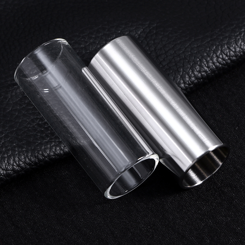 Bottleneck Guitare - en verre transparent et en acier - lot de 2 pièces