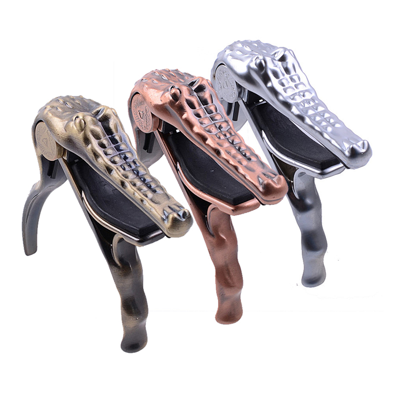 Capodastre pour guitare en alliage de zinc - Design Tête de Crocodile - 3 couleurs au choix