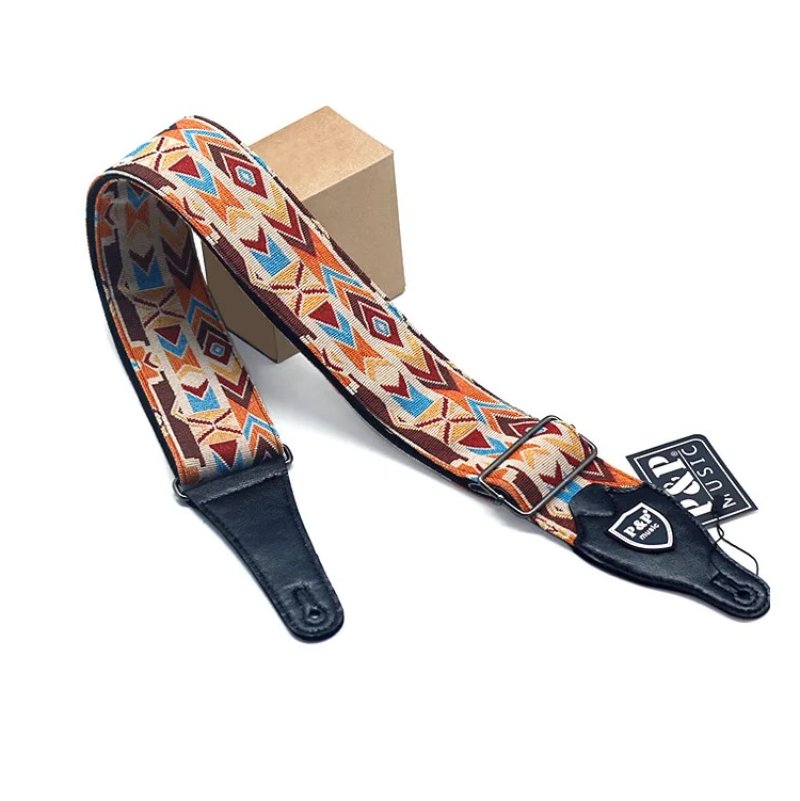 Détails de la Sangle de guitare classique en coton brodé - réglable et très confortable