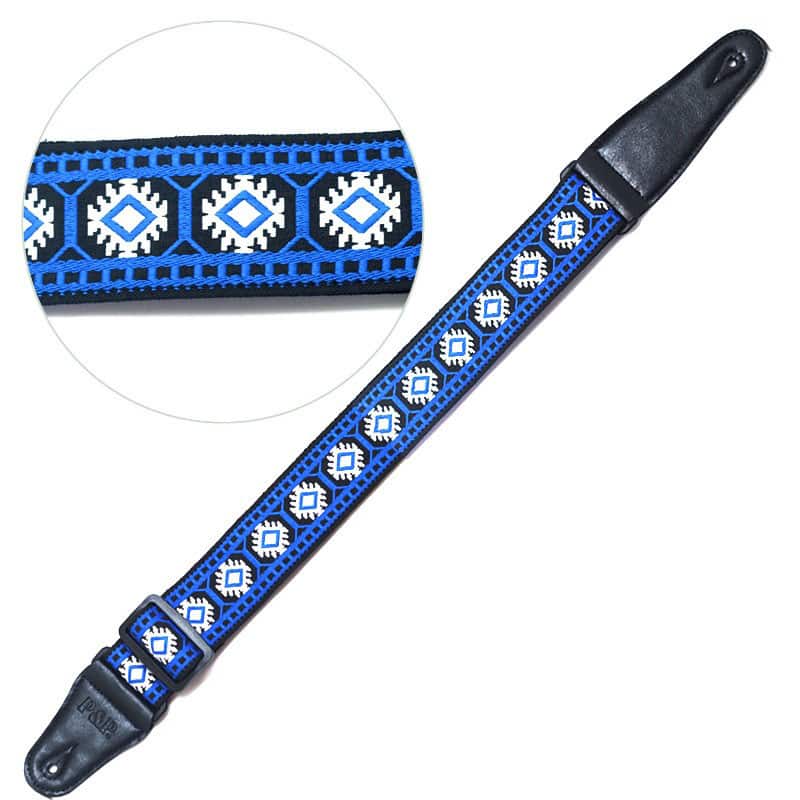 Sangle de guitare réglable - Tissu motif Jacquard en pur coton - modèle 7.jpg