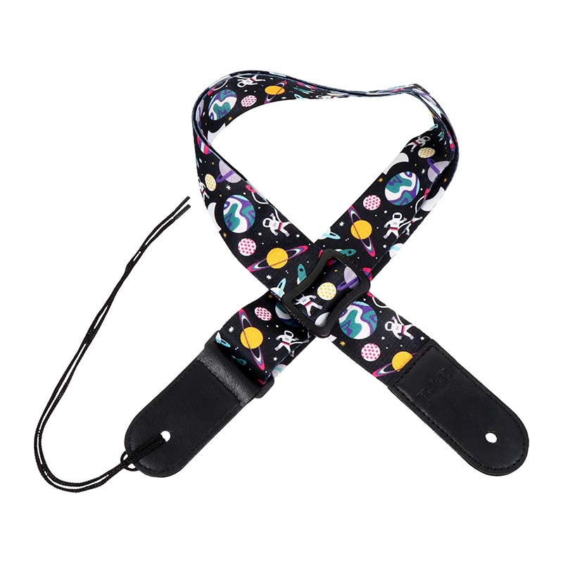 Sangle de guitare pour enfant - joli motif avec extrémités en cuir