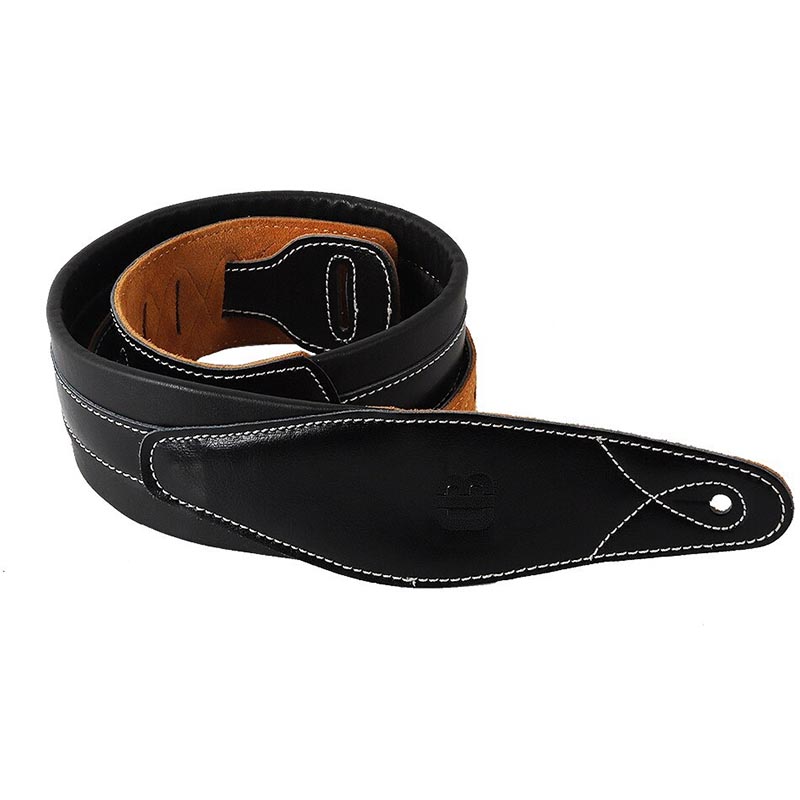 Sangle de guitare en cuir noir - réglable parfait pour guitare électrique et basse