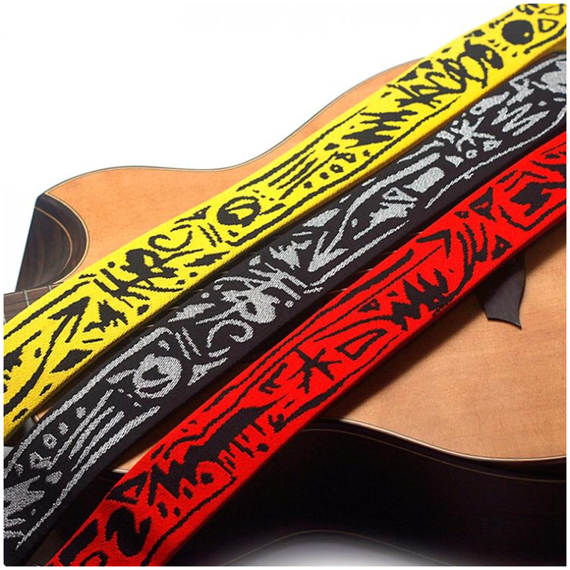 Sangle de guitare en coton pur motifs tribal 3 couleurs au choix