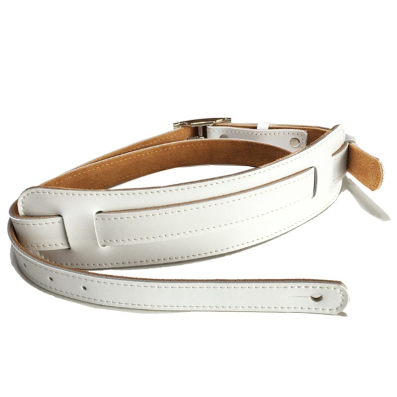 Sangle de mandoline en cuir et en métal réglable couleur blanc