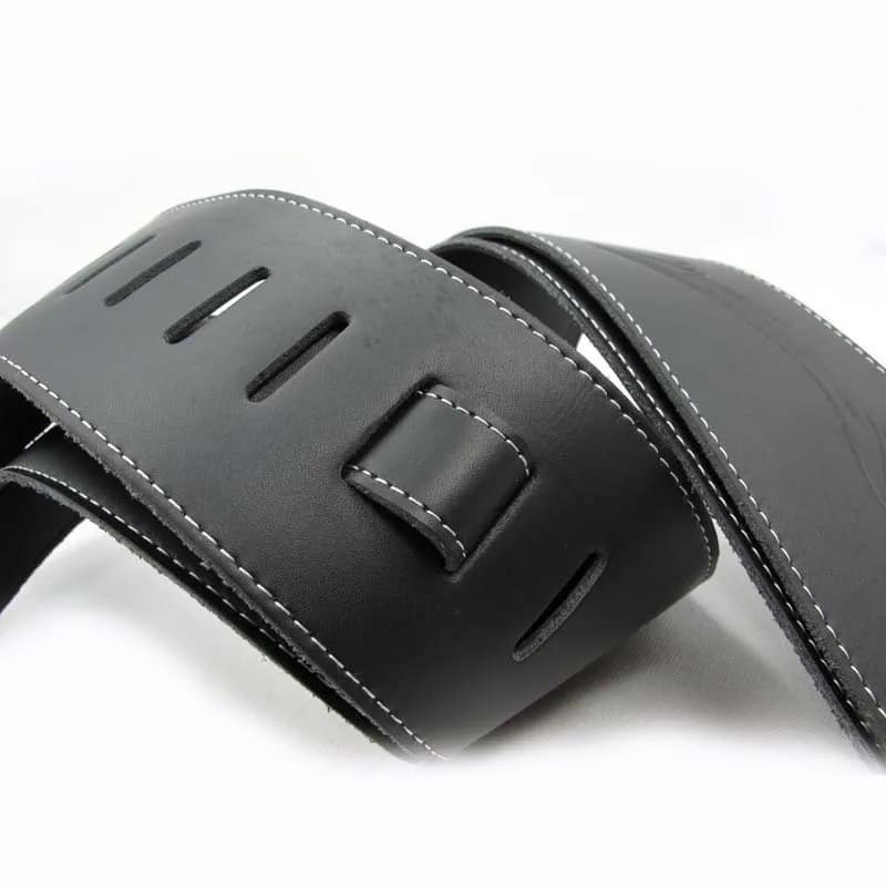 Sangle très large en cuir noir détails réglage