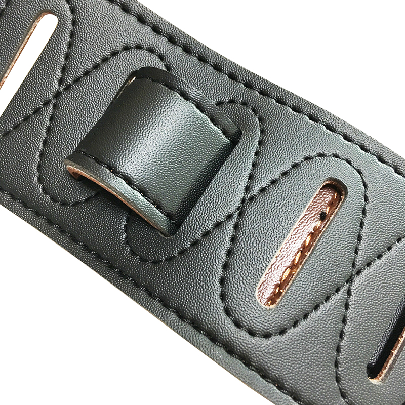 détails sangle en cuir synthétique pour guitare acoustique - couleur noir