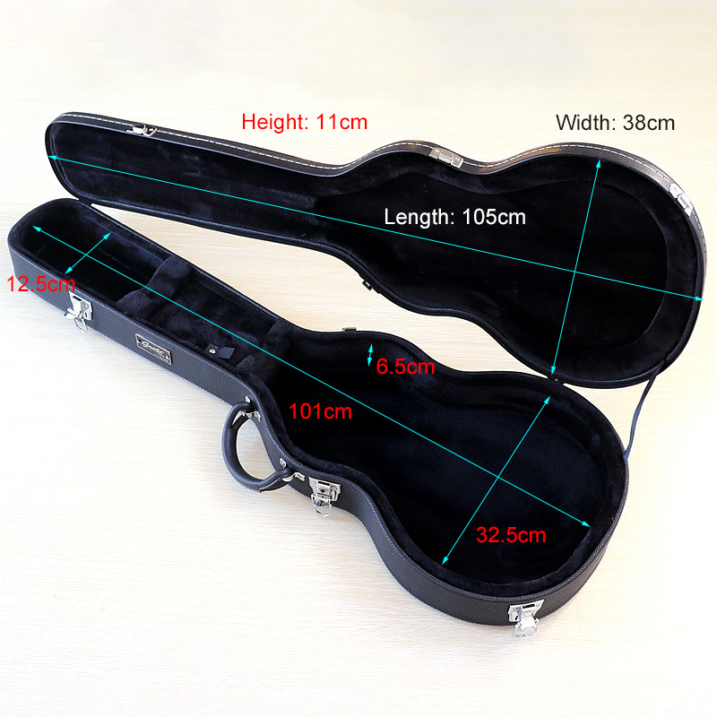 dimensions de l'étui rigide pour guitare électrique en cuir de boeuf vétitable avec doublure en mousse