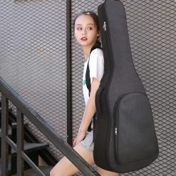 Housse Guitare Acoustique Noire, Sac à Dos de Transport Multi-Tailles (34, 36, 39, 41 Pouces) pour Classique et Folk